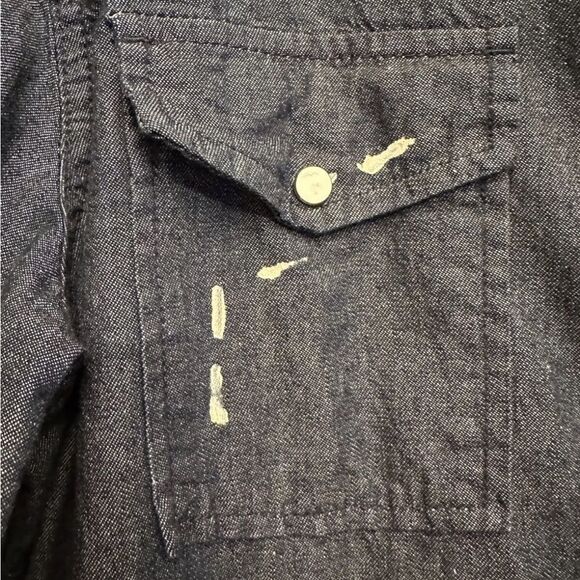 ROCAWEAR Button Up Shirt Mens XL Denim Distressed Embroidery Paint - Picture 4 of 11